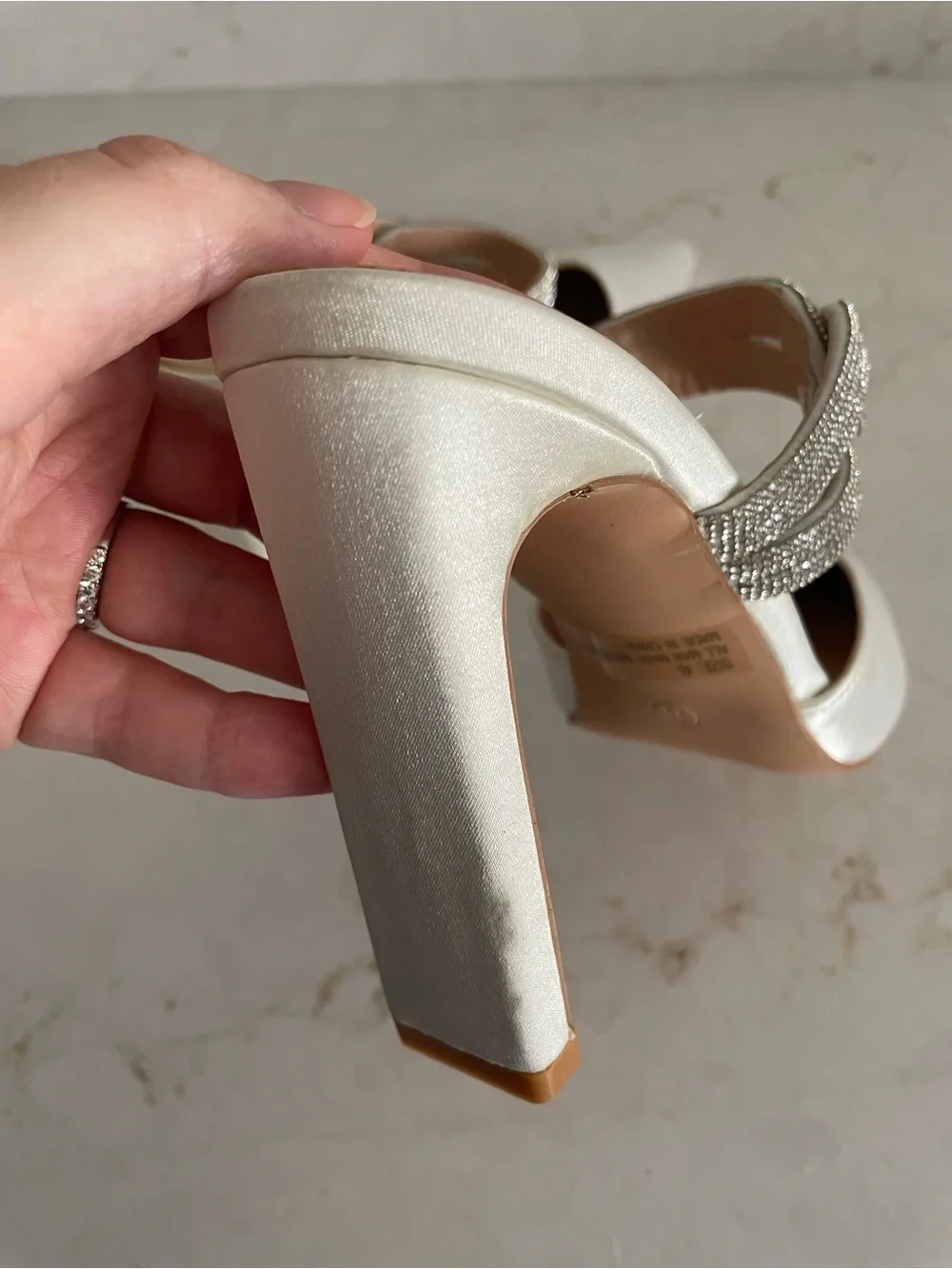Lulus Celines White Satin Rhinestone Pointed-toe Mule Pumps - Size 8